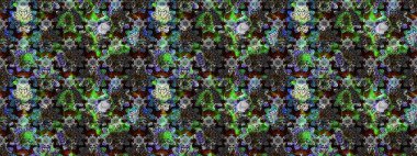 Gri ve siyah renklerde. Çiçekli güzel suluboya desen. Raster illüstrasyonu.