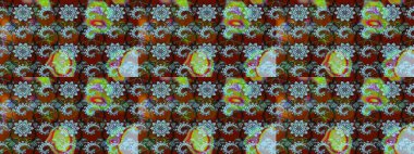 Raster deseni. Küçük çiçekteki sevimli çiçek deseni. Kahverengi ve nötr renklerde yaz çiçekleri. Raster illüstrasyonu.