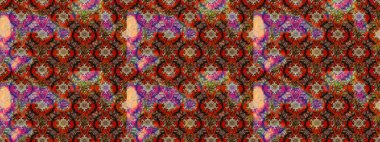In cute textile style on brown and red colors. Raster illustration. Colorful sketch pattern. Flowers wallpaper. Floral background.