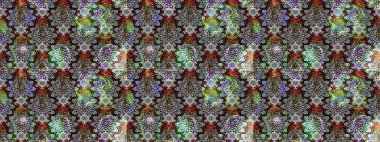 Eskiz arkaplan modeli. Raster - stok. Yapraklı çiçekler ve kır ve kahverengi renkli papatya çiçekleri..