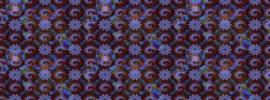 Tekrar eden çiçek arkaplanı, zarif mavi ve siyah çiçek duvar kağıdı. Mavi ve siyah renkler üzerine çiçek desenli çizimler, el yapımı papatyalar, papatyalar..