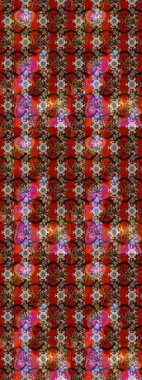 Suluboya çiçekli çiçek deseni. Kahverengi ve kırmızı renklerde Asya tekstili. Raster illüstrasyonu.