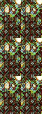 Parlak çiçekli kolaj çiçekleri yeşil ve kahverengi. Çiçek tasarımı için inanılmaz bir kolaj cenneti tarzı. Çiçekli zambaklar eskiz arka planı.