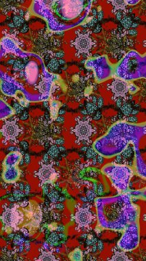 Raster çiçek desenli çiçek deseni, yapraklar, dekoratif elementler, sıçrama, lekeler, el çizimi kontur çizgileri ve Doodle çizim stili, grafik raster çizim çizimi.