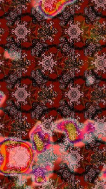 Küçük renkli çiçekler. Robot resim. Küçük çiçekte güzel bir desen. Motley illüstrasyonu. Moda baskıları için zarif bir şablon. Çiçekli bahar çiçekleri.