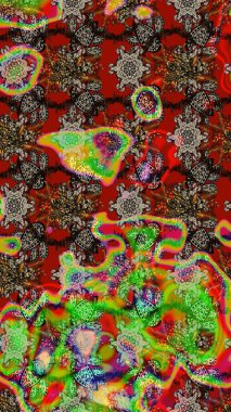 Çiçek desenli raster, kırmızı ve kahverengi çizgi grafik desenli soyut raster arkaplan. Modern stil dokusu.