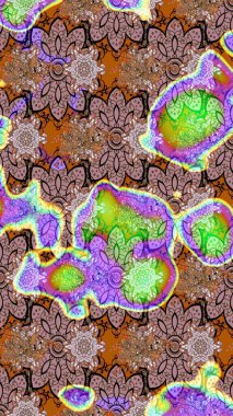 Çiçekli karalama şeklinde Raster çiçek deseni. Nazik, sevimli çiçek arkaplanı. Tarafsız ve kahverengi renkte çiçekler.