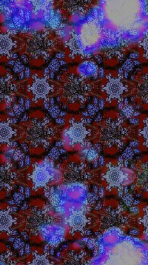 Güzel kumaş deseni. Menekşe ve gri renklerde. Raster illüstrasyonu. Raster illüstrasyonunda çiçek deseni çizimi.