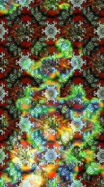 Çiçekli karalama şeklinde Raster çiçek deseni. Yumuşak, yeşil ve kahverengi renkte yaz çiçekleri. Raster illüstrasyonu.