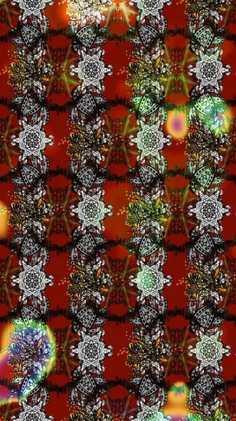 Üzerinde gri ve kahverengi renkte karalamalar olan çiçek desenleri çiz. Raster illüstrasyonu.