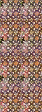 Çiçek desenli çizim. Raster illüstrasyonu. Kahverengi ve nötr renklerde Asya tekstili.