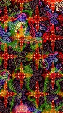 Raster çiçek desenleri çiziyor. Vadinin çiçekleri kahverengi ve siyah renklerde.