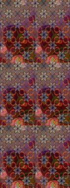 Renkli Bahar Teması eskiz kalıbı. Kahverengi ve bej renkli çiçekler. Raster illüstrasyonundaki çiçek desenli çizim. Düz Çiçek Elementleri Tasarımı.