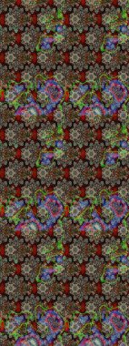 Millefleur 'lar. Küçük gri ve kahverengi renkte oldukça eski bir besin torbası deseni, çiçekler. Tekstil, kumaş, kapaklar, duvar kağıtları, baskı, paket, koleksiyon defteri, örgü, dekupaj için çiçek arkaplanı..