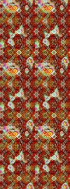 Çok kahverengi ve kırmızı zarif küçük çiçekler ve kahverengi ve kırmızı renkli komik böcekler, raster desen, illüstrasyon.