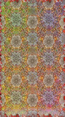 Nazik, narin çiçek arkaplanı. Kahverengi ve bej renkli çiçekler. Raster çiçek desenli ve çiçekli..