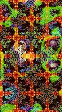 Raster illüstrasyonu. Siyah ve kahverengi renklerde. Raster illüstrasyonundaki çiçek desenli çizim. Güzel kumaş deseni.