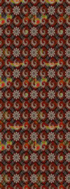 Parlak çiçekli kolaj çiçekleri kahverengi ve kırmızı. Çiçekli zambakların eskiz geçmişi. Çiçek tasarımı için inanılmaz kolaj cennet tarzı..