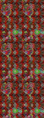 Yumuşak, bahar çiçekli arka plan. Çiçekli karalama şeklinde Raster çiçek deseni. Kırmızı ve kahverengi renkte çiçekler.