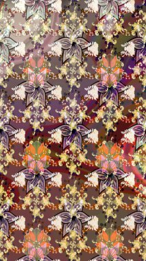Amazing sketch floral pattern with bright colorful flowers and leaves on a brown and neutral colors. Modern floral background. Folk style. The elegant the template for fashion prints.