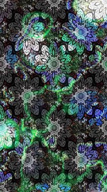 Raster illüstrasyonu. Gri ve siyah renklerde. Çiçekli güzel suluboya desen.