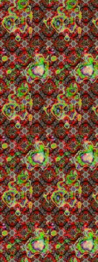 Çiçekli karalama şeklinde Raster çiçek deseni. Kahverengi ve kırmızı renkte çiçekler. Yumuşak, yaz çiçekli arka plan.