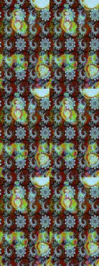 Halk tarzı. Moda baskıları için zarif bir şablon. Modern çiçek arkaplanı. Rengarenk çiçekleri ve yaprakları nötr ve kahverengi renklerde olan inanılmaz bir çiçek deseni..