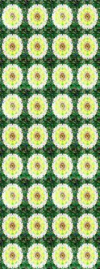 Düz Çiçek Elementleri Tasarımı. Renkli Bahar Teması eskiz kalıbı. Yeşil ve nötr renklerde çiçekler. Raster illüstrasyonunda çiçek deseni çizimi.