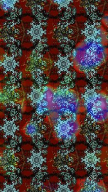 Sevimli çiçek raster deseni. Düz Çiçek Elementleri Tasarımı. Sketch Colour Spring Theme eskiz kalıbı. Kahverengi ve mavi renkte çiçekler.