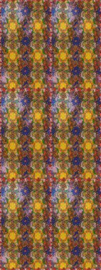 Eskiz arkaplan modeli. Yapraklı çiçekler ve kahverengi ve yeşil renklerde papatya çiçekleri. Raster - stok.