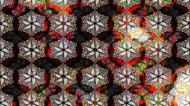 Düz Çiçek Elementleri Tasarımı. Asya tekstil tarzında. Çiçek desenli çizim. Siyah ve kahverengi renkte çiçekler. Renkli Bahar Teması eskiz kalıbı. Raster illüstrasyonu.