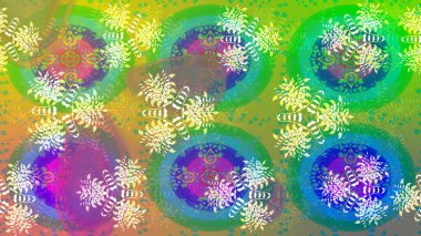 Vadinin yeşil ve mavi renkli çiçekleri. Raster dikişsiz çiçek deseni.