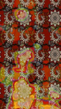 Renkli Bahar Teması eskiz kalıbı. Raster. Düz Çiçek Elementleri Tasarımı.