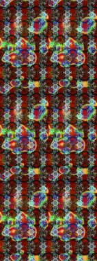 Silk scarf with blooming flowers. 1950s-1960s motifs. Abstract sketch raster pattern with hand drawn floral elements. Retro textile design collection. Brown and red on brown and red.