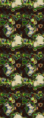 Moda baskısı, albüm, ambalaj kağıdı ve duvar kağıdı için zarif dekoratif süslemeler. Raster illüstrasyonu. Küçük çiçekli basit bir çiçek çizimi. Yeşil ve kahverengi renkli şirin çiçekler..