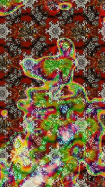 Çiçekli karalama şeklinde Raster çiçek deseni. Kahverengi ve yeşil renkli çiçekler. Nazik, narin çiçek arkaplanı.