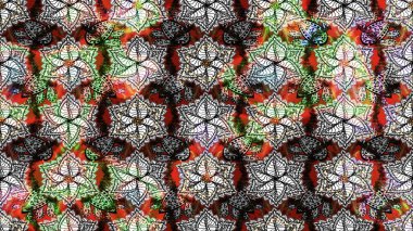 Raster çiçek desenli çiçek deseni, yapraklar, dekoratif elementler, sıçrama, lekeler, el çizimi kontur çizgileri ve Doodle çizim stili, grafik raster çizim çizimi.