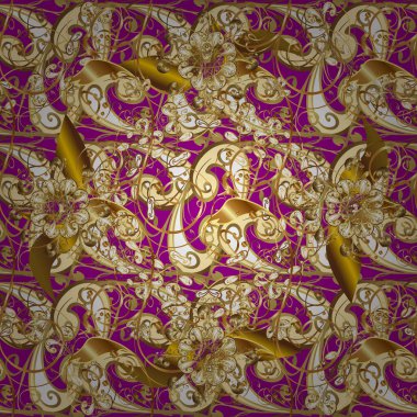 Barok tarzında kusursuz bir doğulu süsü. Bej ve kahverengi renkler üzerinde geleneksel altın pürüzsüz desen.