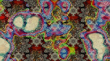 Gri ve nötr renklerde etnik çiçekli zarif bir eskiz deseni. Asya Tekstil 'inde Raster Çiçek İllüstrasyonu.