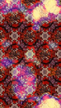 Küçük çiçekteki sevimli çiçek deseni. Kahverengi ve kırmızı renkte çiçekler.