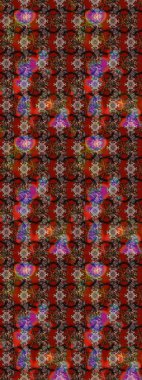 Arkaplan dokusu, duvar kağıdı, kahverengi ve kırmızı renkli çiçek teması. Kabile sanatı boho baskısı, klasik çiçek arkaplanı. Soyut etnik raster çizim kalıbı.