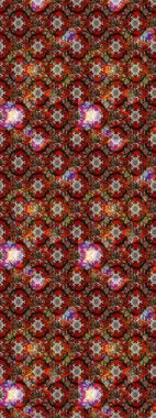 Kahverengi ve kırmızı renkte çiçekler. Çiçek desenli çizim. Asya tekstil tarzında. Raster illüstrasyonu. Raster illüstrasyonu.