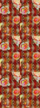 Küçük çiçekli yay deseni çiz. Raster illüstrasyonu. Suluboya tarzında kahverengi ve kırmızı renkler üzerine.