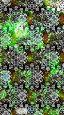 Gri ve yeşil renkte manzaralı çiçek deseni. Sevgililer günü ve tebrik kartı konsepti için şık bir davetiye. Üst manzara, yumuşak stil. Çiçek kompozisyonu, el boyası, hassas şablon..