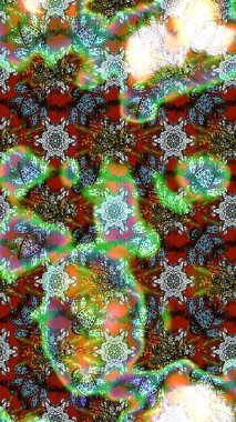 Yeşil ve kahverengi renkli vadi çiçekleri. Raster çiçek desenleri çiziyor..