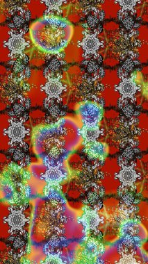 Üzerinde gri ve kahverengi renkte karalamalar olan çiçek desenleri çiz. Raster illüstrasyonu.