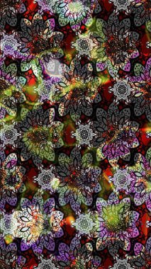 Çiçek desenli eskiz. Gri ve siyah renkli çiçekler. Düz Çiçek Elementleri Tasarım Raster illüstrasyonu. Renkli Bahar Teması çizim şablonu.