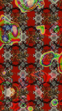 Raster Güzel kumaş deseni. Raster suluboya deseni, narin çiçekler, kırmızı ve kahverengi çiçekler, tebrik kartı şablonu..