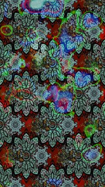 Çiçekli zambakların eskiz geçmişi. Parlak çiçekli kolaj çiçekleri yeşil ve mavi. Çiçek tasarımı için inanılmaz kolaj cennet tarzı..