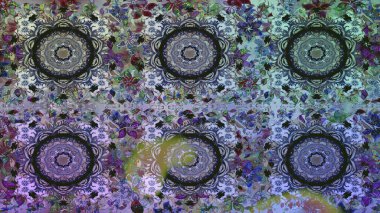 Raster deseni. Gri ve mavi renkte yaz çiçekleri. Raster illüstrasyonu. Küçük çiçekte sevimli çiçek deseni var..